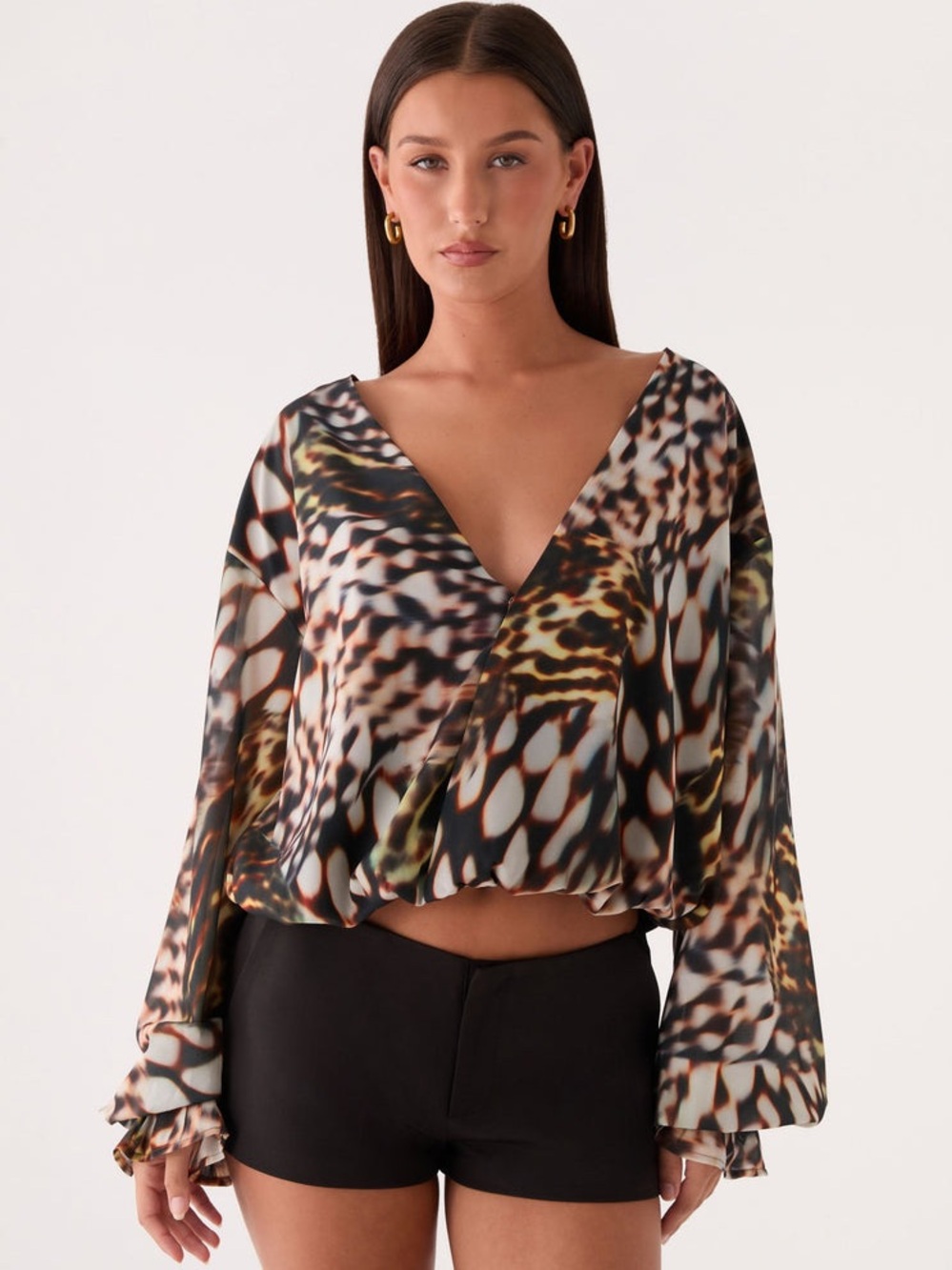 Peppermayo Isolde Top Leopard Hibiscus Wrap Blouse Size S / US 4